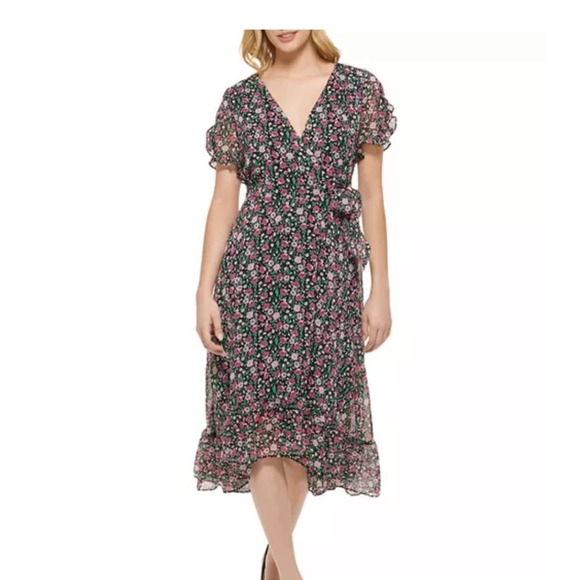 Karl Lagerfeld Dresses & Skirts - KARL LAGERFELD Women's PARIS Floral Print Wrap Midi Dress size 10 Nwt